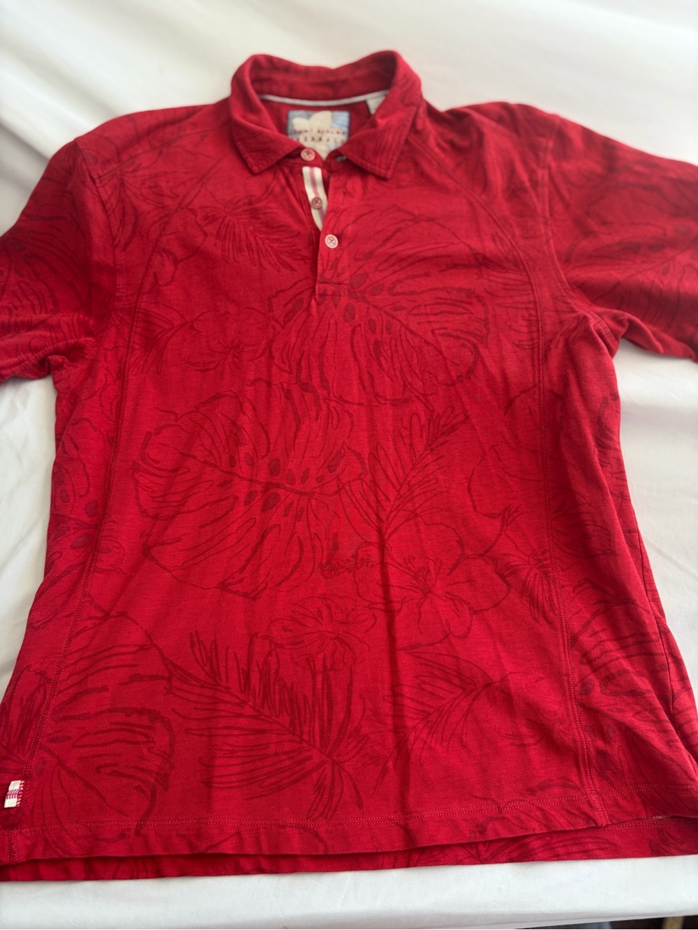 Tommy Bahama Baseball Red Floral Jacquard Polo Stl Cardinals Embrodiery Size L